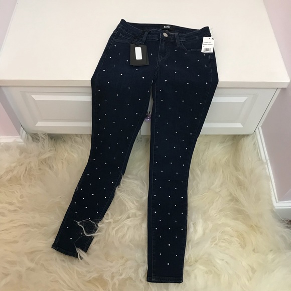 Paige Verdugo Embellished Mid-Rise Skinny Jeans - Picture 2 of 7